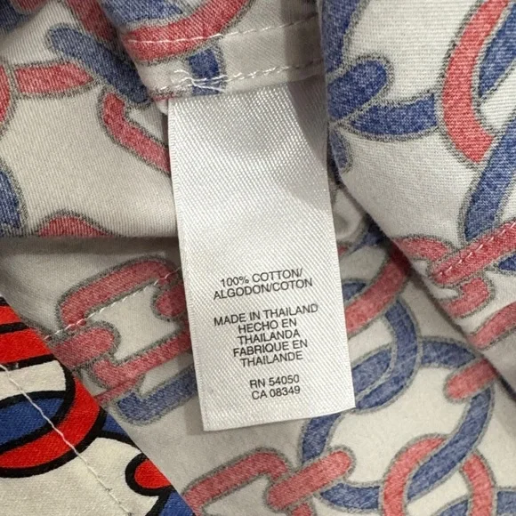 Jones New York Red Blue Geometric Chain Link Button Down Shirt Size S - Picture 8 of 8